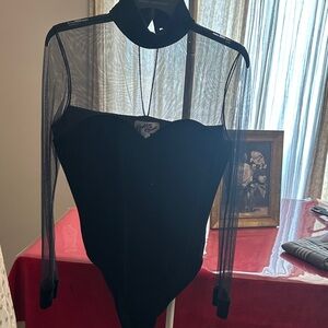 Vintage Betty Blue brand black top or bodysuit size L  .